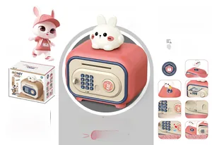 Detalles de una hucha electrónica de conejo con contraseña y huella dactilar para niños
