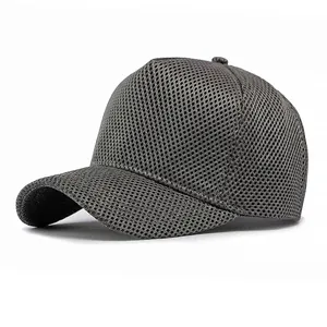 Atmungsaktive dunkelgraue Mesh-Baseballkappe für Herren mit gebogenem Sonnenschirm
