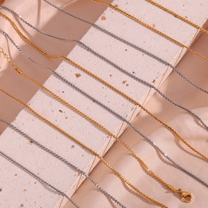 Minimalist 18K gold and silver stainless steel chain necklaces with lobster clasp closure