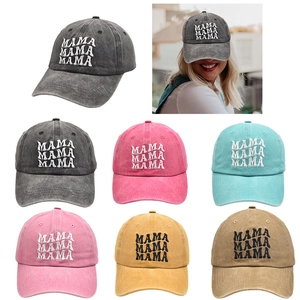 Washed Embroidery MAMA And MINI Baseball Cap For Women Kids Parent-Child Adjustable Polyester Sun Hat Retro Outdoor Dad Hat