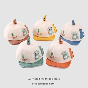 Cute cartoon dinosaur baby baseball cap with 3D fins in five colors for kids