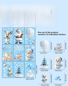 Lot de 78 stickers de Noël en PVC avec motifs Père Noël et rennes pour vitres de fête