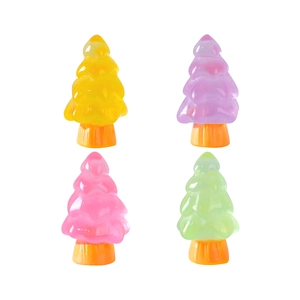 Set of four colorful luminous mini Christmas tree ornaments for DIY micro landscape decor