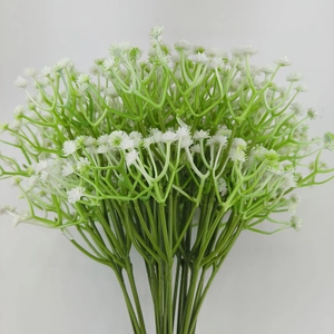 Artificial white gypsophila bouquet with green stems for wedding decor and floral arrangements