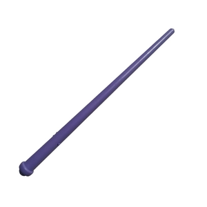 Detail of a purple glowing wizard wand for Halloween cosplay, featuring a sleek plastic finish