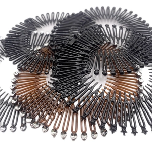 Elastic stretch hair combs in black and brown with rhinestone and star accents