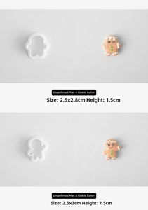 Detailed view of gingerbread man cookie cutters in two styles with precise dimensions