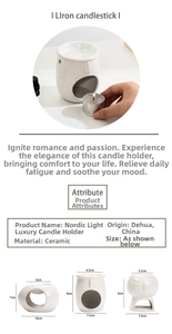 Detailed size specifications of Nordic ceramic oil burner with abstract face design