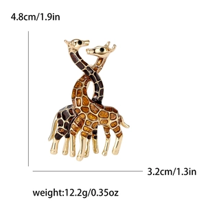 Cute enamel giraffe brooch for women, measuring 4.8cm height with gradient amber spots