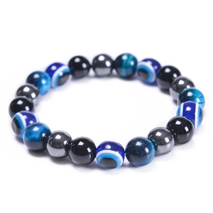 Triple Protection Bracelet Tiger Eye Stone Obsidian Hematite Evil Eye Braided Cord Natural Gemstone Handmade Jewelry