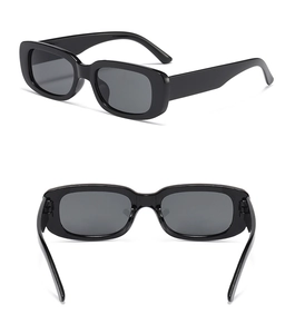 Detail view of black rectangular kids sunglasses showing the frame structure and temples