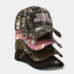 Vintage American camouflage baseball caps with embroidered GOD'S FAVORITE text
