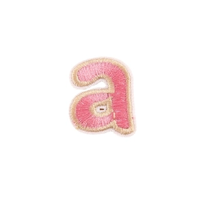 Pink embroidered letter a patch with gold border for school uniform and DIY crafts