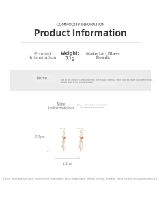 Detail view of glaze bead earrings with dimensions 7.7cm and weight 7.1g parameters
