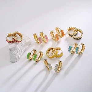 Colorful Enamel Flower Hoop Earrings Copper Real Gold Plated Niche Design Fashion Jewelry For Women Ins Style