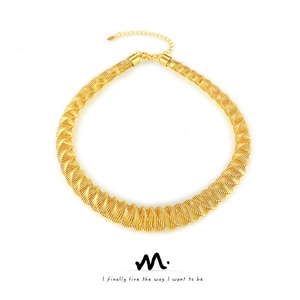 Geometric Spring Twist Necklace Titanium Steel Gold Plated Chunky Statement Hip Hop Gothic Jewelry For Women