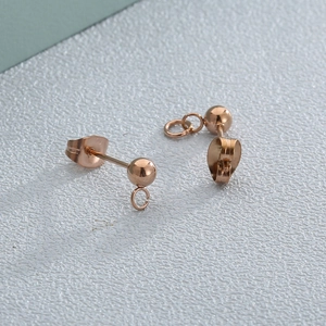 Boucles d'oreilles boules en acier titane plaqué or 18 carats avec petits anneaux pour bijoux