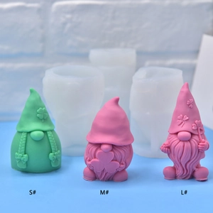 Gnome Shape Silicone Mold For DIY Handmade Candle Soap Fondant Making 3D Dwarf Clover St Patrick Day Design