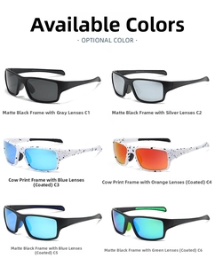 Detailed grid showing six assorted colors of sporty polarized outdoor cycling sunglasses