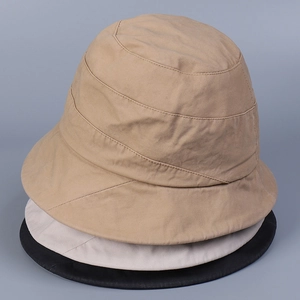 Women Washed Cotton Bucket Hat Breathable Foldable Adjustable Sun Protection Japanese Style Asymmetrical Brim Casual