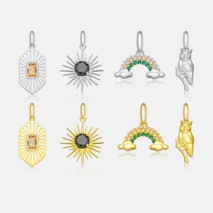 925 Sterling Silver Pendant Necklace 18K Gold Plated Adjustable Chain Owl Sun Shell Rainbow Versatile Jewelry Women