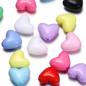 Colorful heart-shaped acrylic beads for DIY jewelry and phone chain making