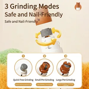 Electric Pet Nail Grinder Bear Shape USB Rechargeable LED Light Quiet Professional Grooming Trimmer For Dog Cat Diamond Bit