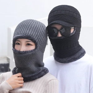 Herren Winter-Strickmütze mit dickem Fleecefutter für Ohren- und Nackenschutz