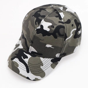 Classic camouflage baseball cap in black, white and grey forest pattern for outdoor wear