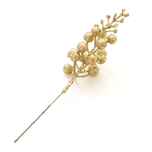 Gold glitzernder künstlicher Beerenweig für Weihnachtsbaumschmuck und DIY-Handwerk