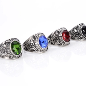 Men's United States Army vintage signet rings featuring colorful gemstone centerpieces
