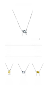 Detail view of 925 sterling silver necklaces featuring geometric cut cubic zirconia stones