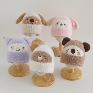 Kinder Winter Plüschmütze Warm Winddicht Cartoon Tierohren Beanie Für Kleinkinder Falsche Lammwolle Weich Outdoor