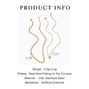 Detail of 316L stainless steel necklaces with 18K gold plating and diamond accents