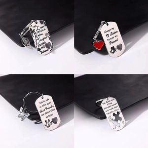 Stainless steel military tag keychains with heart and puzzle cutouts for meaningful gifts