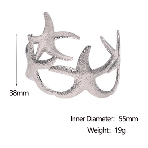 Detail view of starfish bangle showing 38mm height and 55mm inner diameter