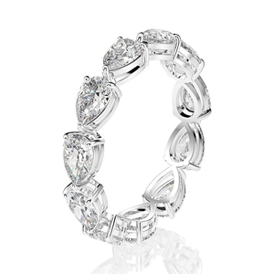 Eternity ring with pear-cut sparkling stones in a 925 sterling silver prong setting