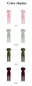 Women casual short sleeve T-shirt and cargo pants set in four stylish colors display