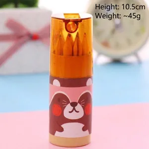 12-color mini colored pencil set with raccoon cartoon barrel and sharpener lid
