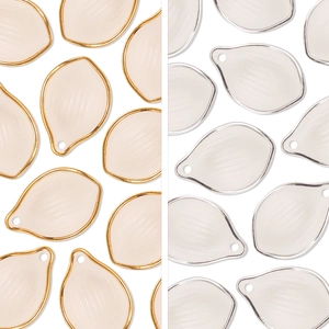 Acrylic Petal Beads Lotus Shape Gold Silver Plated Edge Frosted Transparent DIY Jewelry Making Findings