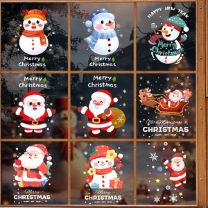 Christmas window stickers set featuring Santa, Reindeer and Snowman for festive decor