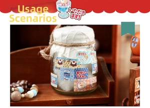 Creative Japanese retro food stickers used for DIY decoration on a clear glass jar