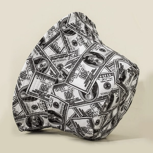 Detailed close-up of the $100 dollar bill print on a high-quality cotton bucket hat