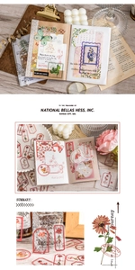 Detail of vintage flower and butterfly PET stickers used in a lifestyle scrapbook layout