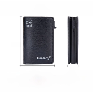 Detailed size specifications for the RFID PU leather pop-up wallet, 10x7x2cm and 112g