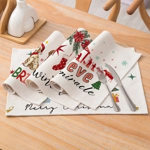 Christmas polyester placemat with festive prints and waterproof heat resistance features
