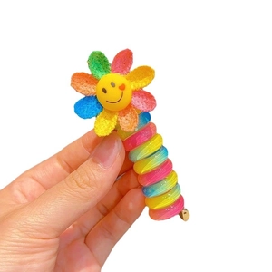 Rainbow sunflower spiral telephone wire hair ring for girls aged 3-6 years old
