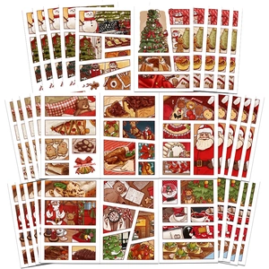 Handgezeichnete Weihnachts-Tagebuch-Aufkleber PVC Festliche Dekore Weihnachtsmann Schneemann Muster DIY Scrapbook Handy Deko