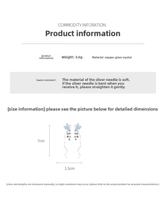 Détails des boucles d'oreilles papillon en argent avec cristaux et dimensions
