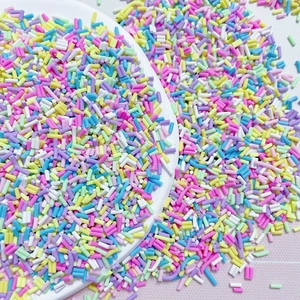 Macro de vermicelles colorés en pâte polymère pour loisirs créatifs et slime